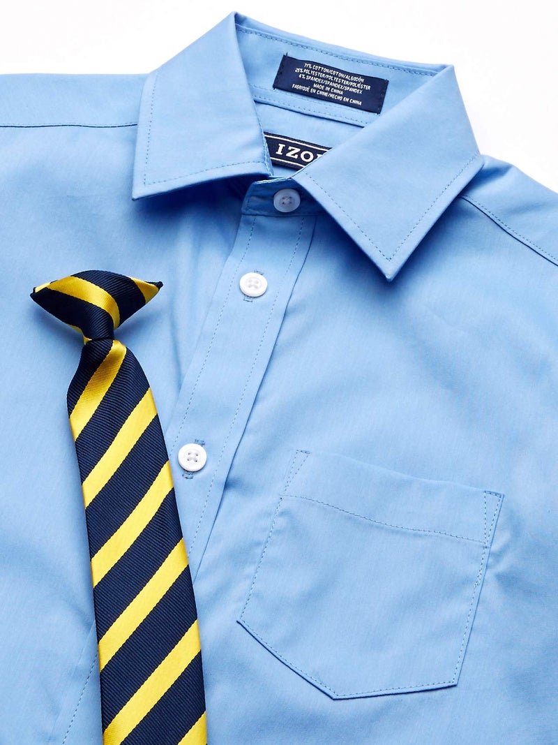 Izod Boys' Big Long Sleeve Dress Shirt with Tie, Ocean View, 14 - Image 3